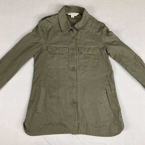 Adam Levine Button-Up Shirt Jacket Long Sleeve Womens S Solid Green Pockets Army - Picture 4 of 14